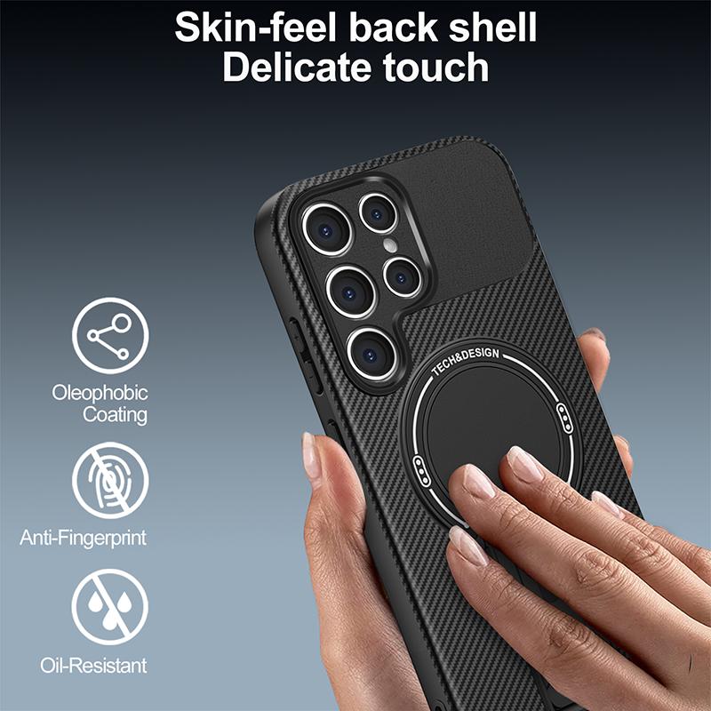 For Samsung S22 Ultra Carbon Fiber Magnetic Soft Case For Samsung Galaxy S22 Ultra Kickstand Heavy Duty Drop Protection Cover