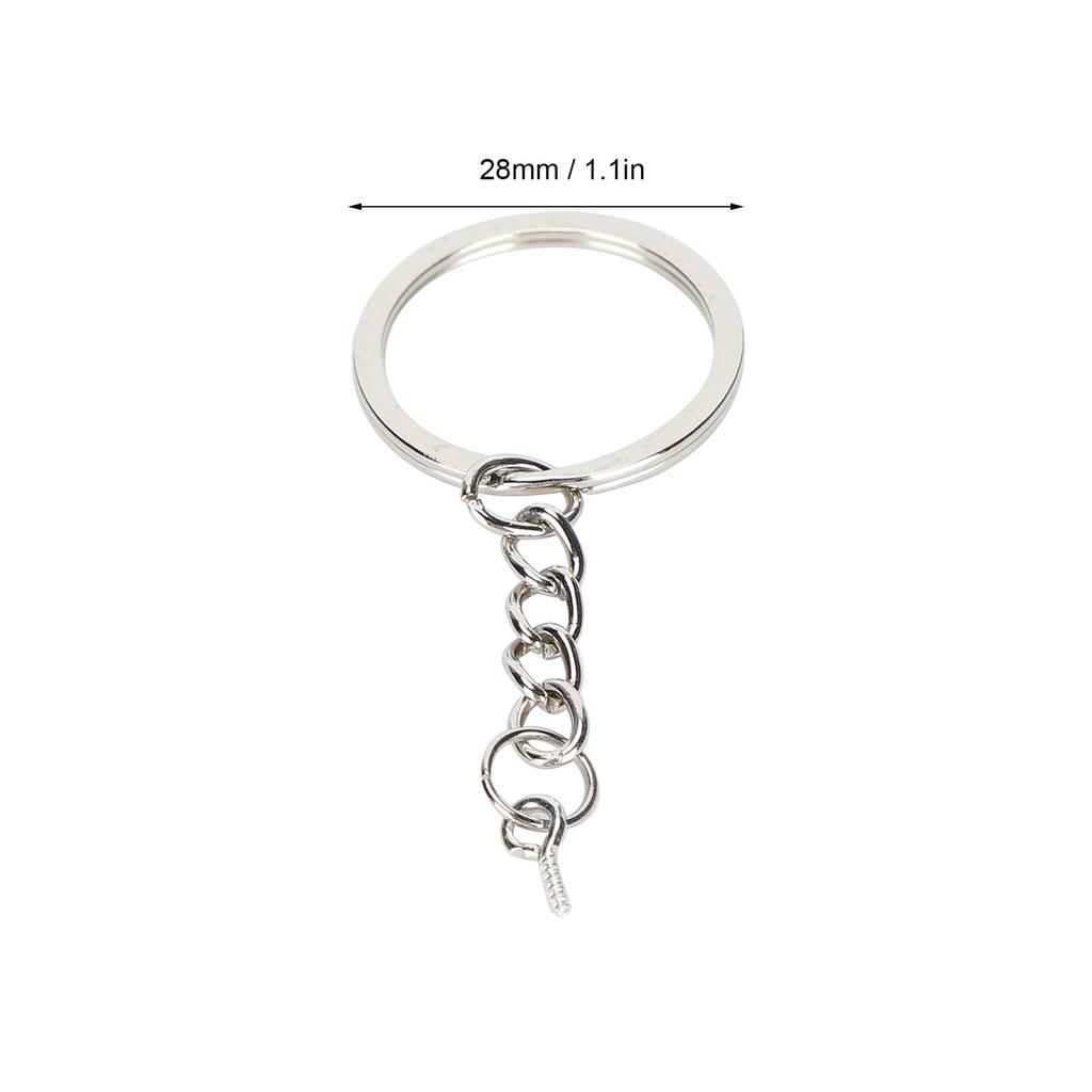 10pcs Key Ring Alloy Key Chain Ring Parts with Screw Eye Pin Connector DIY AccessoriesSilver 28mm / 1.1in