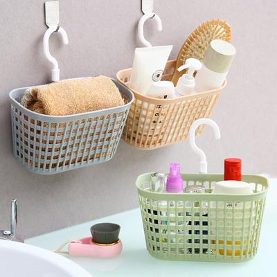 Plastic Bathroom Rotatable Hanging Storage Basket, Kitchen Storage Frame Bath Basket Toiletries Drain Hanging Basket