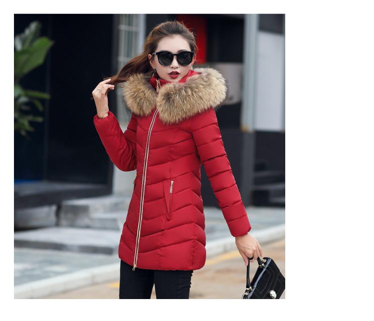 2025 Winter Cotton Jacket, New Cotton Jacket, Women's, Medium To Long, Slim Fit Cotton Jacket, Big Wool Collar, Down Cotton Jacket, Women's Coat