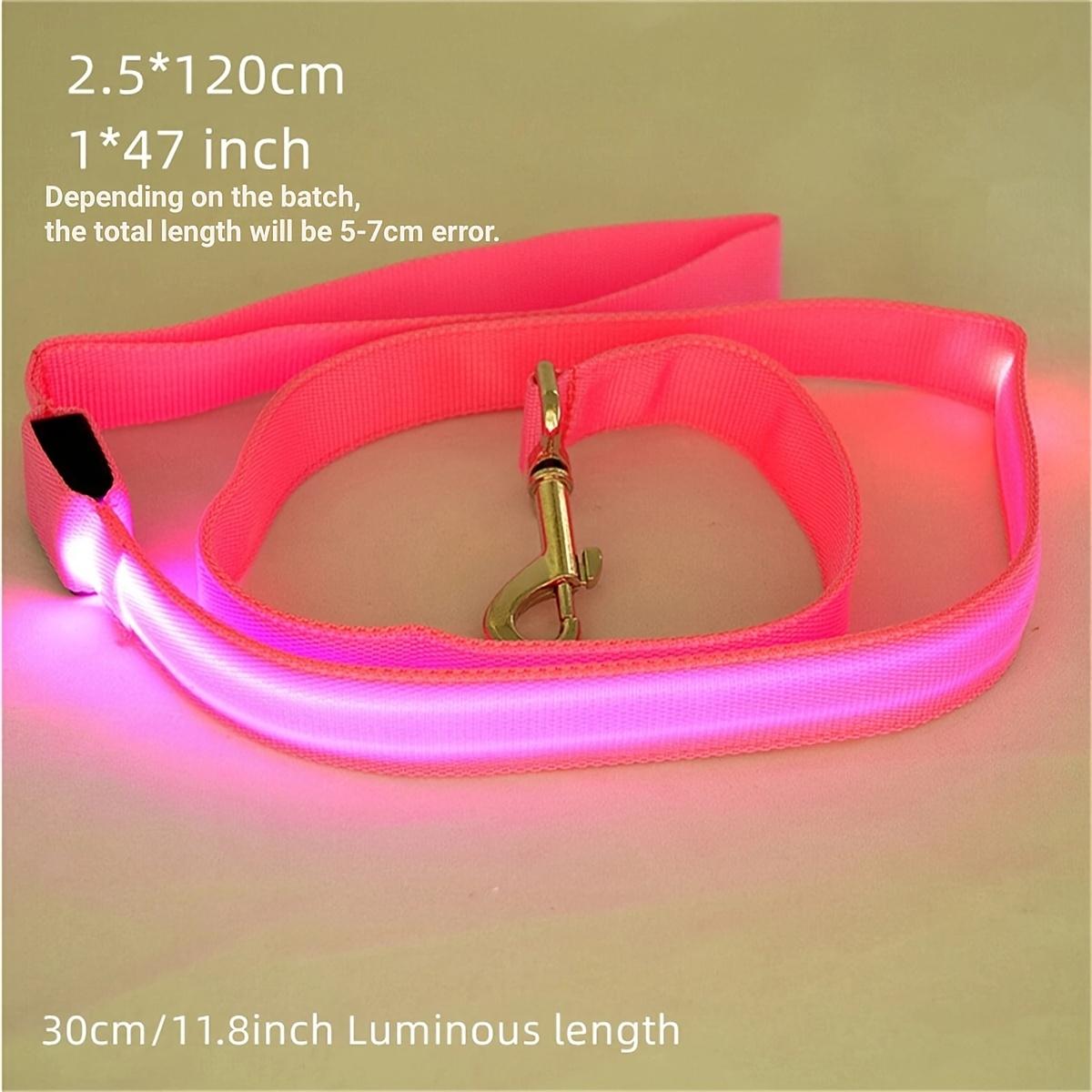 

1 шт. Ночной световой сигнал безопасности, поводок для домашних животных, светодиодный ошейник для собак, питание от аккумулятора 200 мАч, для прогулок ночью на открытом воздухе розовый