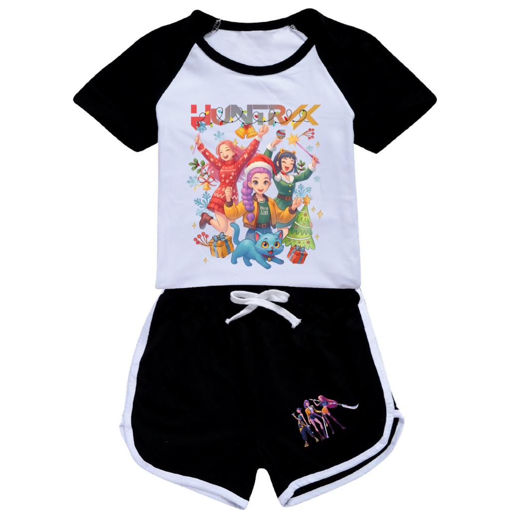 5087 Kids Girls Christmas POP Rumi Zoey Mira Print T-shirt Shorts Sport Tracksuit Clothes Set