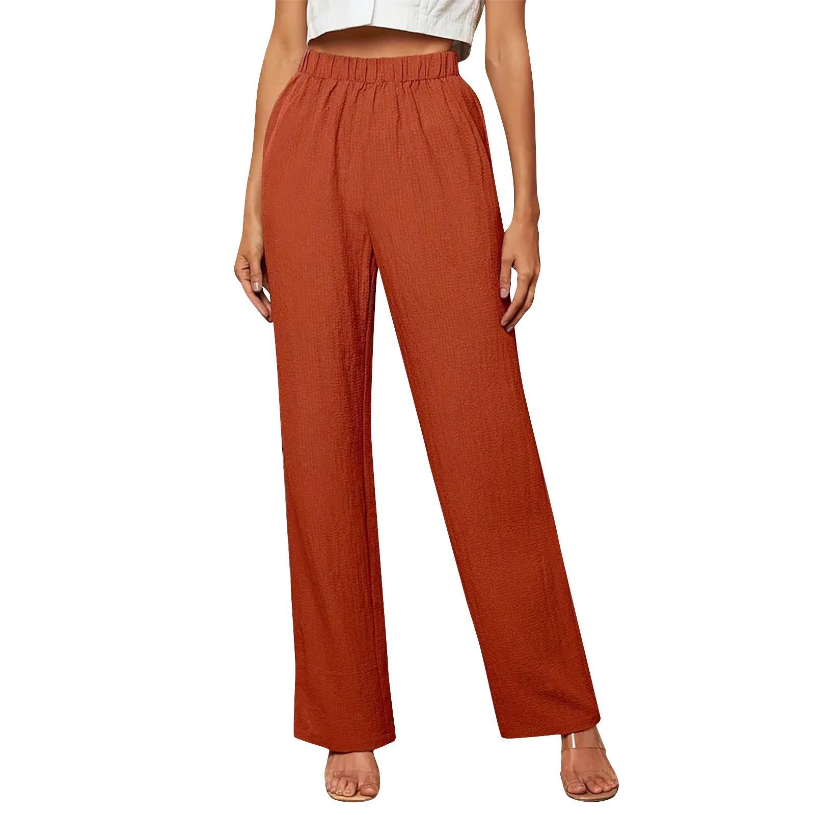 

Женские новые повседневные модные удобные прямые брюки с эластичной талией XL арбуз красный