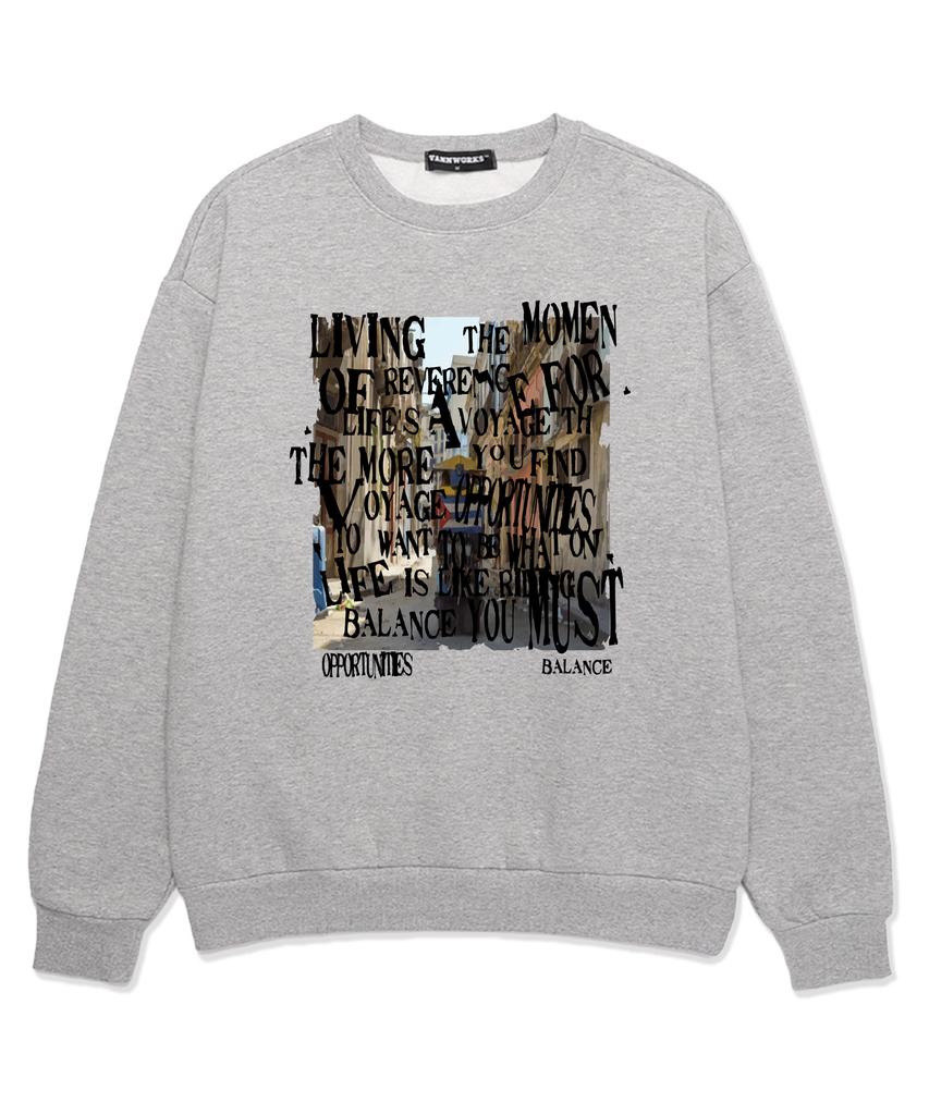 VANNWORKS Color Balance Typo Oversized Sweatshirt (Vls0103) Melange Grey (Type A)