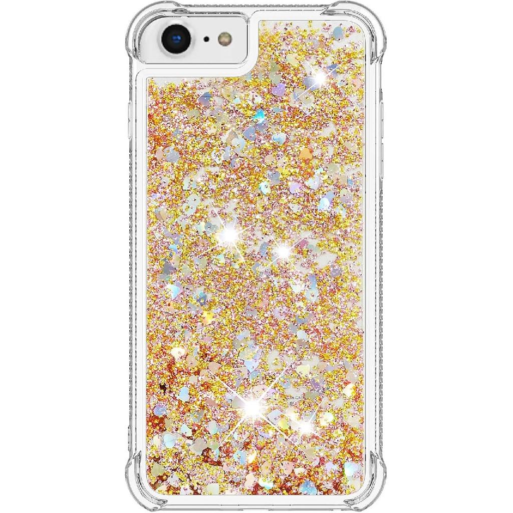 Kompatybilne z etui na iPhone SE 2020, Błyszczące brokatowe przezroczyste etui Pływający piasek kwarcowy Odporne na wstrząsy Ochronne Błyszczące Silikonowe Miękkie etui TPU dla iPhone 6/7