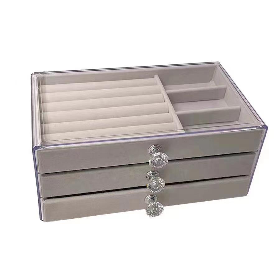 Velvet Multi-layer Jewelry Box with Large Capacity for Bracelets, Necklaces, Earrings, and Rings