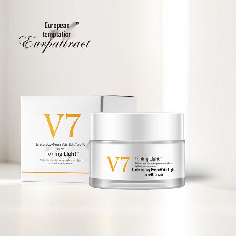 Europäische Versuchung V7 Feuchtigkeitsspendende Gesichtscreme: Langanhaltend, Wischfest, Feuchtigkeitsspendend, Weichmachend, Aufhellend V7 Radiant Water Light Bare Cream 50g white