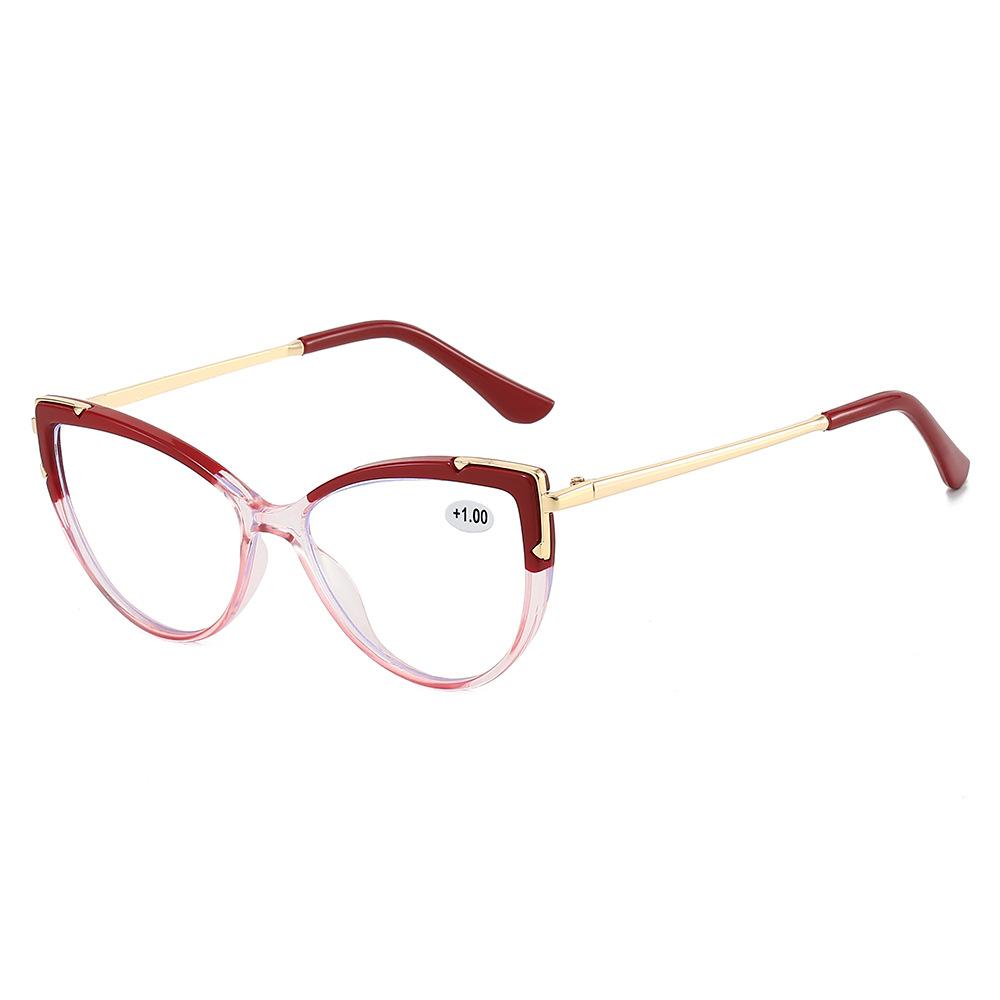 2528 Cat Eye Anti-Blue Glasses Women'S Fashion Cat Frame Ultra-Light Middle-Aged And Elderly High Definition Reading Glasses