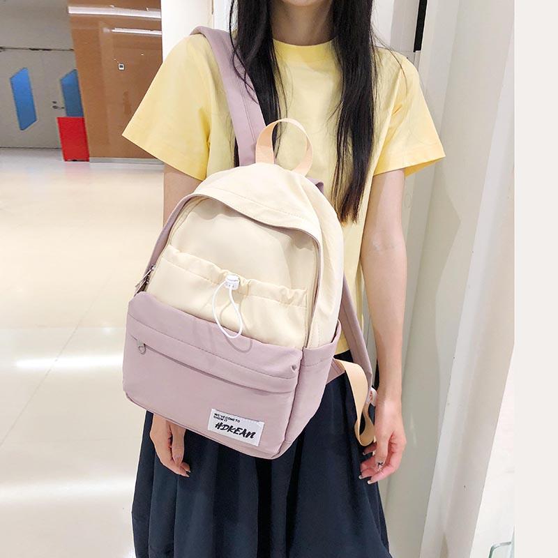 Large Capacity Nylon Women's Backpack Color Contrast Travel Backpack Student Lightweight Schoolbag