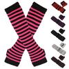 1 Pair Striped Half Finger Arm Covers Women Crochet Knitted Arm Wrist Gloves Hand Warmer