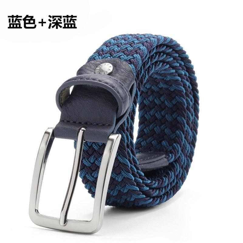 Men'S Belt Braided Elastic Belt Non-Porous Belt Men'S And Women'S Pin Buckle Elastic Belt
