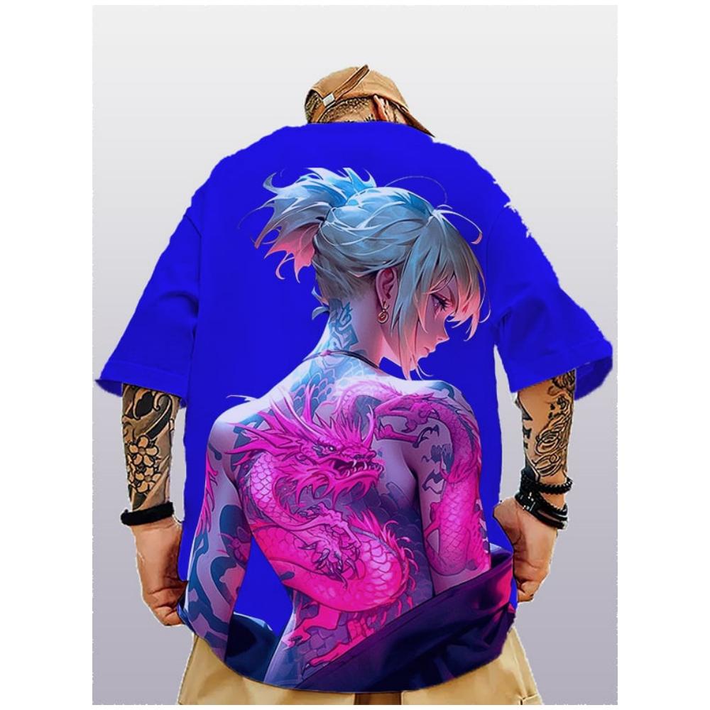 New Anime Pattern Printing Men's T-Shirt Tops Summer T Shirt Short Sleeved Clothing Loose Oversized Casual Street Tees Men Tops