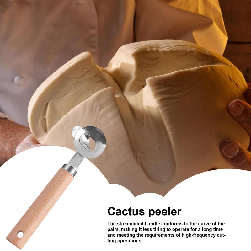 Cactus Peeler Spoon Chinese Noodle Cutter Manual Cactus Thorn Remover With Wood Handle Pasta Cutter For Kitchen Dining Room