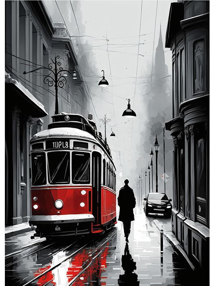 Abstraktes London Paris Bus Auto Eiffelturm Poster Leinwand Malerei Street Art Wand Bild für Wohnzimmer Dekoration