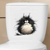 Self-adhesive Waterproof Toilet Stickers Cartoon Fluffy Cat Tsundere Expression for Bathroom Wall Decor