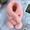 Girl's Autumn and Winter Fur Rabbit Plush Thick Warm Scarf Fashion Solid Color Fur Ball Cross Student Clothes Accessories