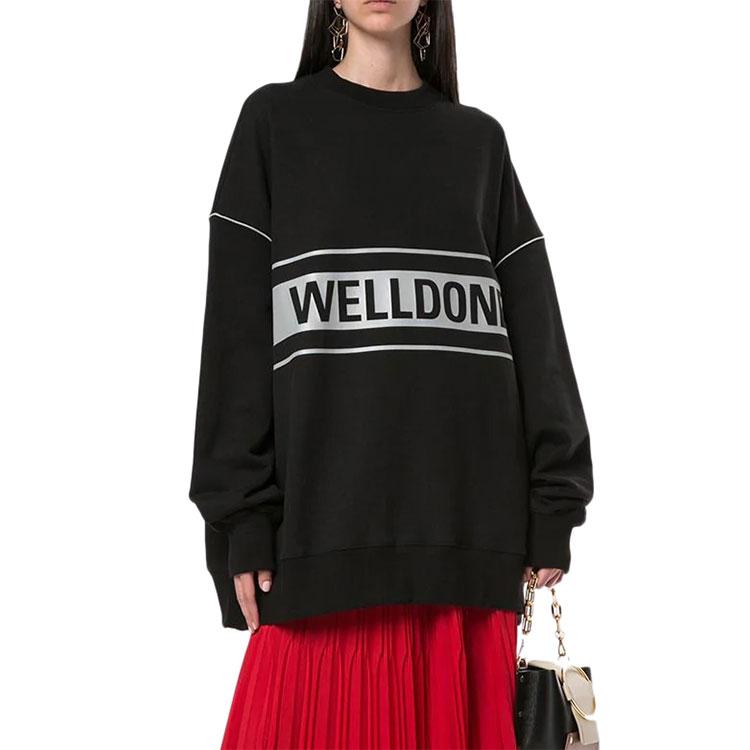 WE11DONE Reflective Logo Pullover Black Unisex Tops WD-SS5-19-048-BK