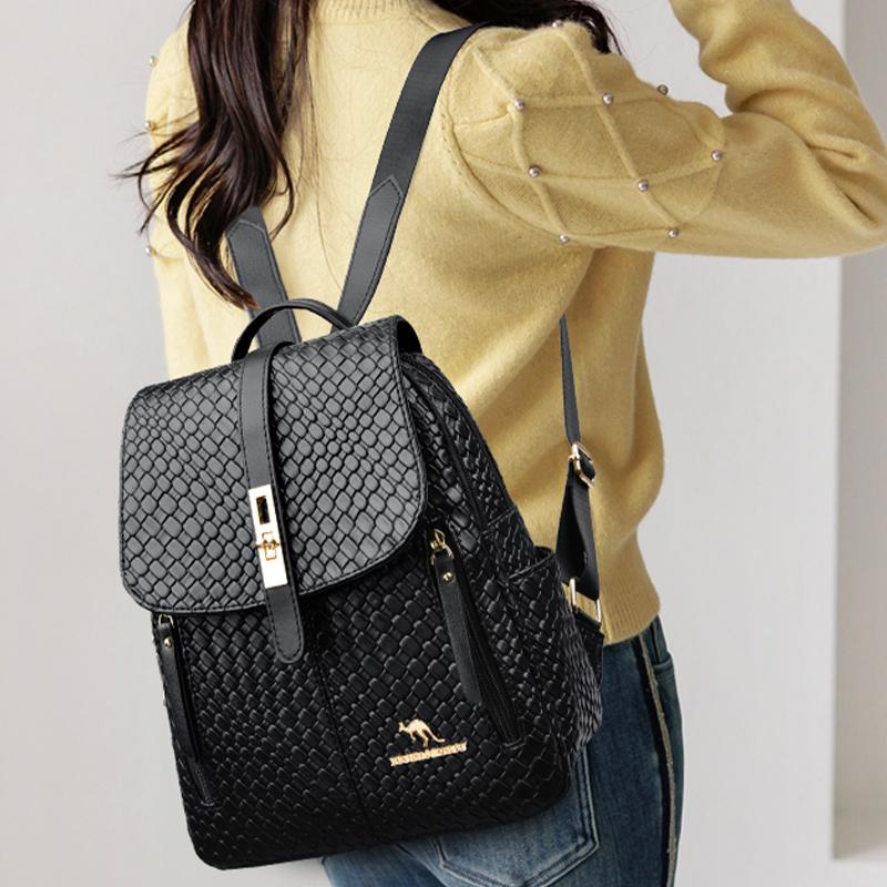 Zaini in pelle di lusso da donna per ragazze Sac A Dos Zaino casual da giorno Zaino vintage nero Borse scolastiche per ragazze Zaino Mochila