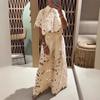 Women's Hollow Out Floral Lace Cropped Shirt Wide Leg Pants Set Elegant Collared Two Piece Outfit