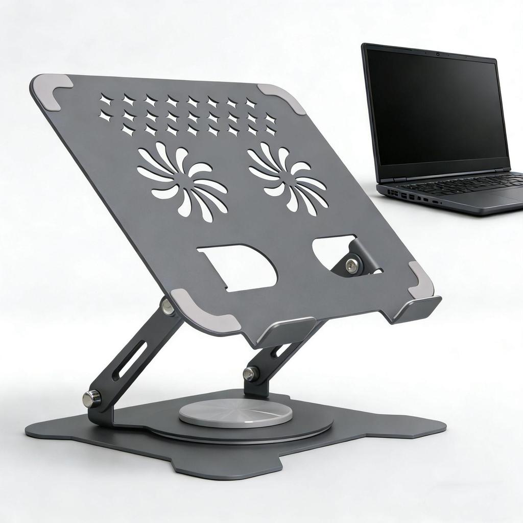 360° Rotating Height Adjustable Laptop & Tablet Stand with Portable Folding Cooling Design
