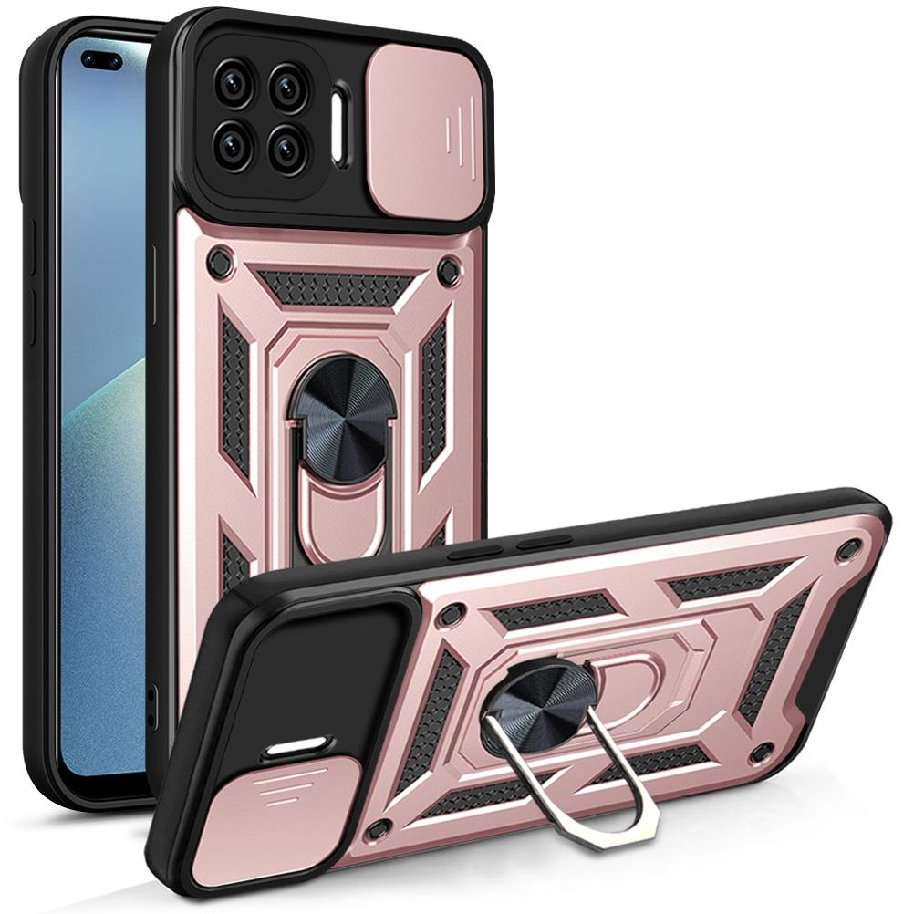 Per Oppo Reno4 Lite Custodia OPPO F17 Pro Cover oppo A93 4G Supporto ad Anello Magnetico Custodia Corazzata per Telefono Copertura Posteriore con Protezione Scorrevole per Fotocamera