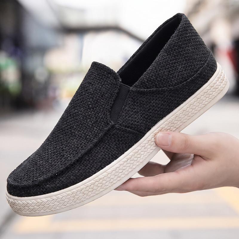 Summer Linen Shoes Men's One-pedal Lazy Shoes Breathable Foot Cover Casual Canvas Shoes Medium Old Dad Shoes
