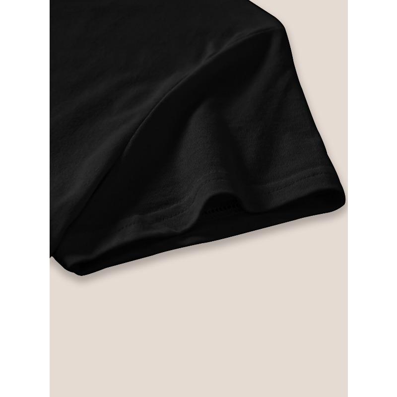 European sizes Floral Print T-Shirt - Soft Breathable Round Neck Short Sleeve Casual Top for Spring Summer, Machine Washable Everyday Comfort