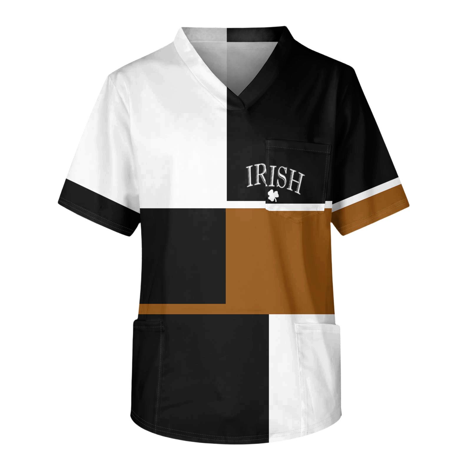 

Чоловічий повсякденний топ з коротким рукавом, V-подібним вирізом, принтом та накладною кишенею спереду XXL