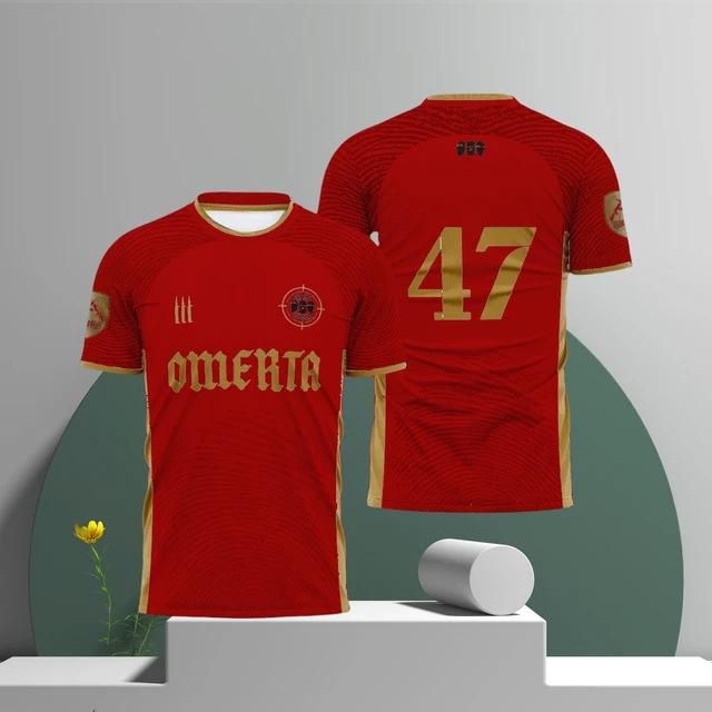 Nuova maglia da calcio Omerta tedesca, maglia da allenamento da uomo stampata, maglietta sportiva traspirante con scollo a girocollo