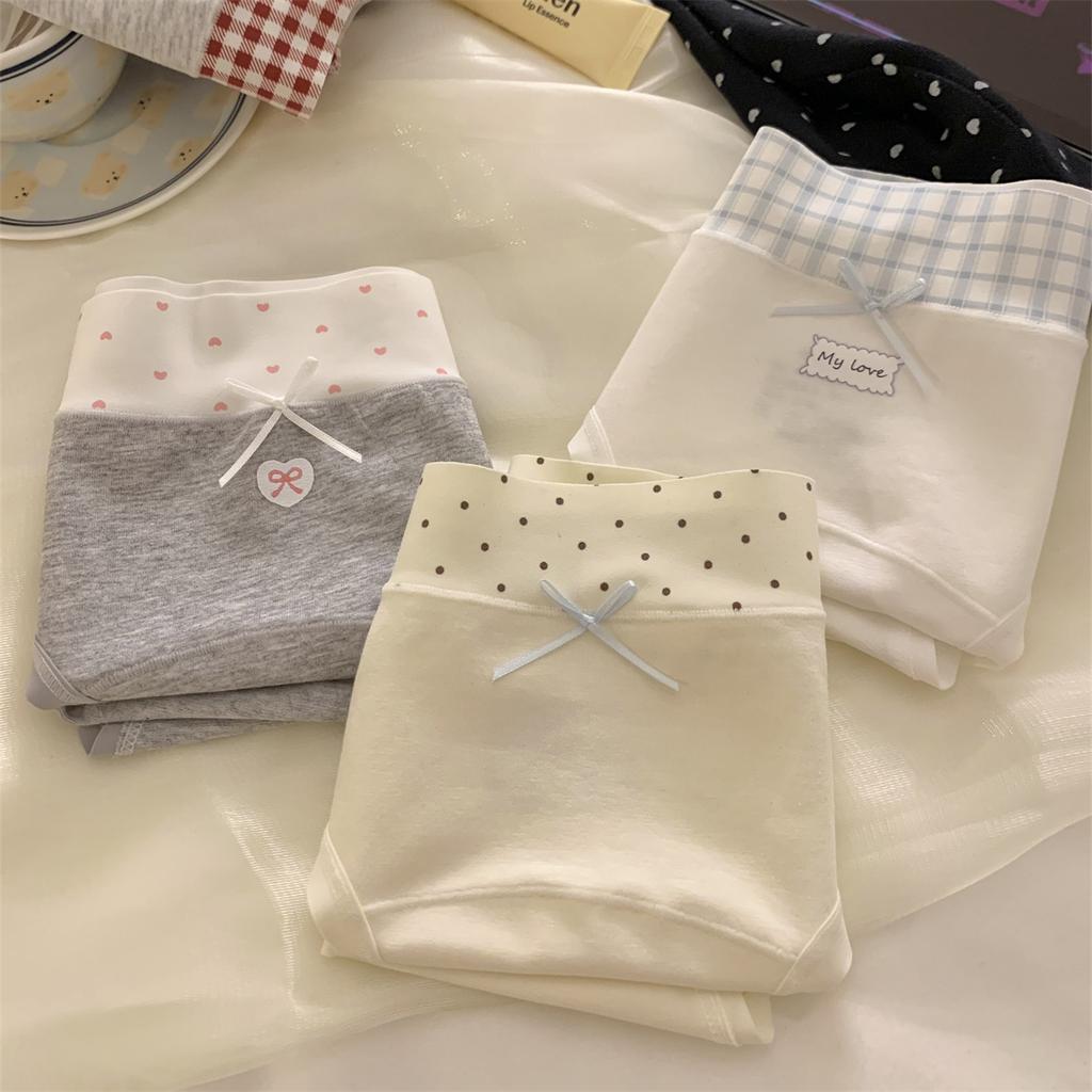 Girls Spring and Autumn Sweet All Match Splicing Cotton 10A Extension Antibacterial Crotch Triangle Briefs