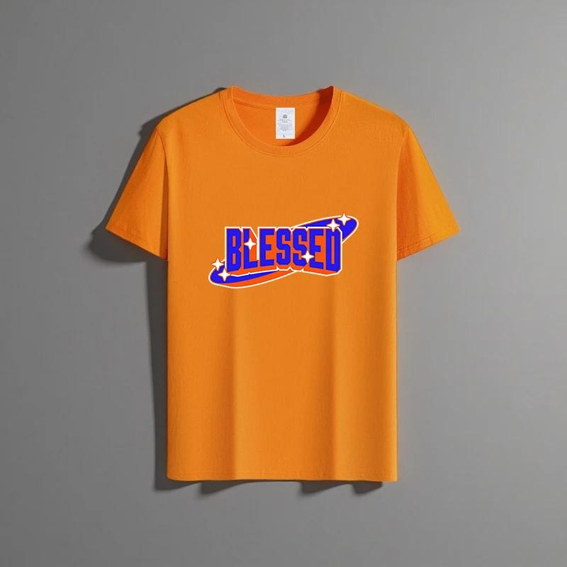 Summer new unisex versatile pure cotton T-shirt fashionable casual round neck top breathable loose fit print short sleeved shirt