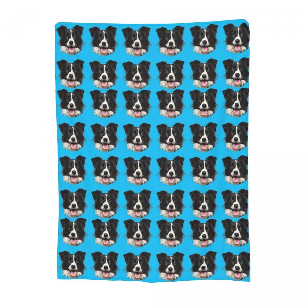 Border Collie Dog Cute Pattern Blanket Soft Warm Flannel Throw Blanket Cover for Bed Living Room Picnic Travel Home Couch