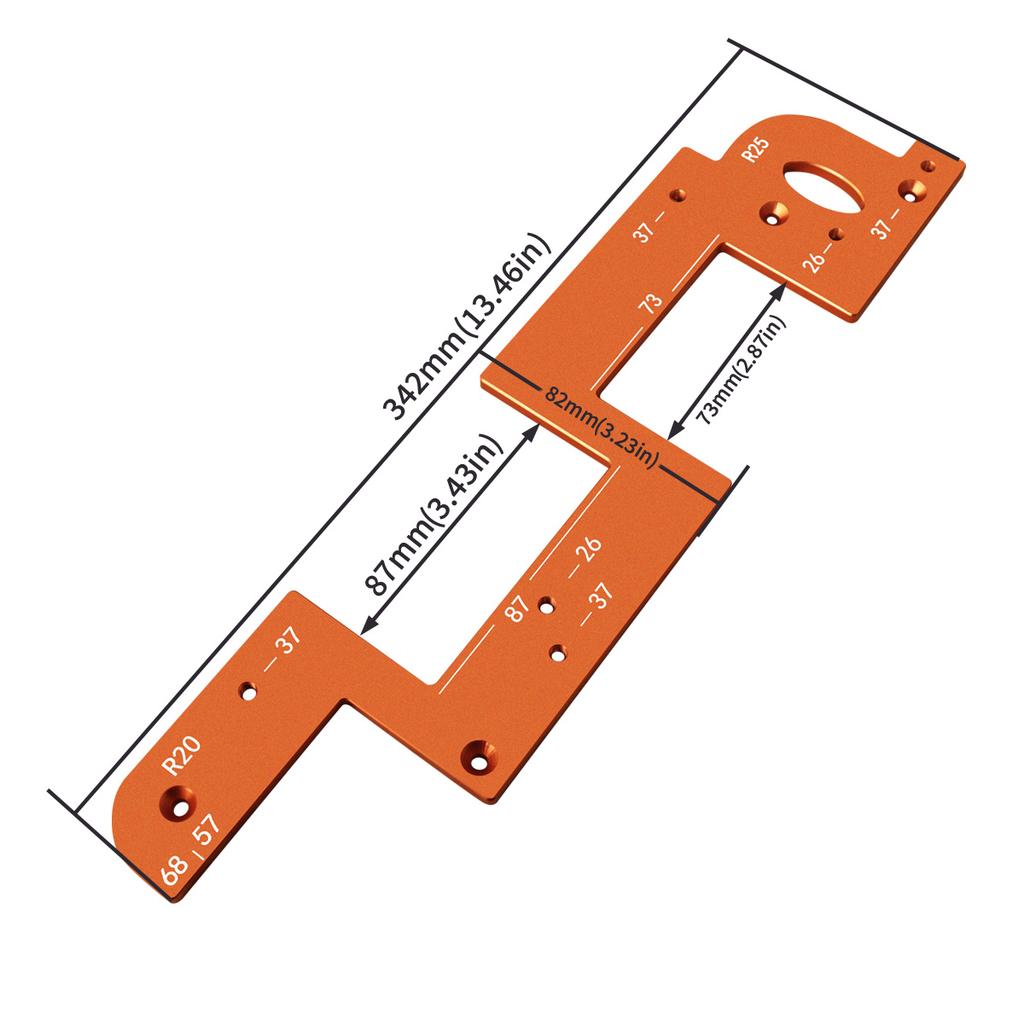 No Handle Slotting Mold Woodworking Invisible Embedded Handle Slotting Template Cabinet Door R20/R25 Arc Angle Cutting Template