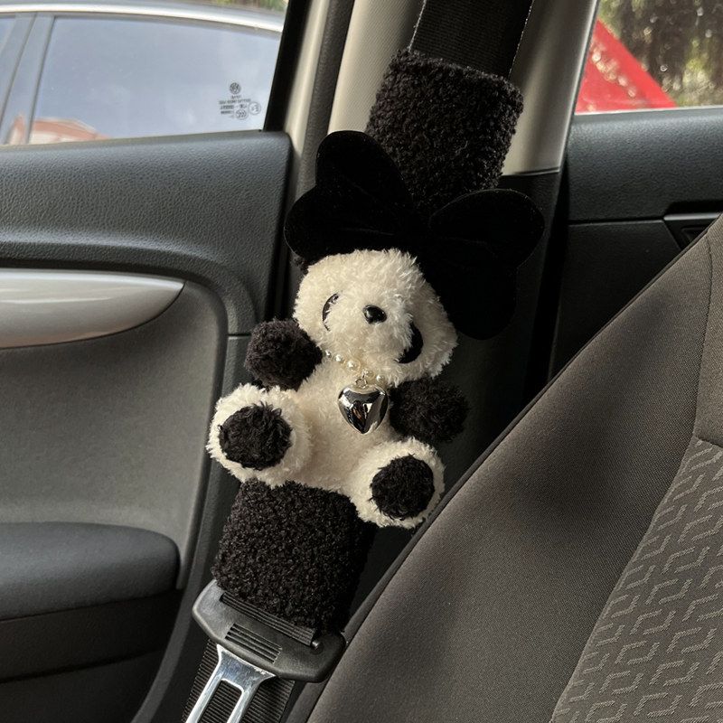 

Art Cat Car Safety Belt Shoulder Pad Cover Fancy Co-Pilot Girlfriend Decorations Car New Car Gift Pearl Panda - Lambswool Shoulder Pad (Single)