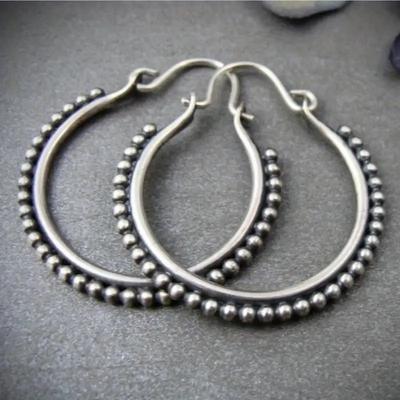 Delicate Hollow Round Hoop Earrings for Women Silver Color Jewelry Vintage Bohemian Style Personality Ear Decor
