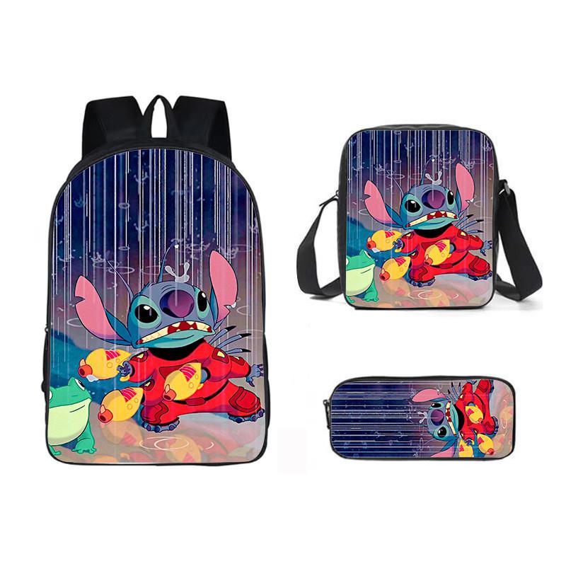 Stitch Cartoon Backpack For Kids Oxford Fabric Waterproof School Bag With Breathable Straps