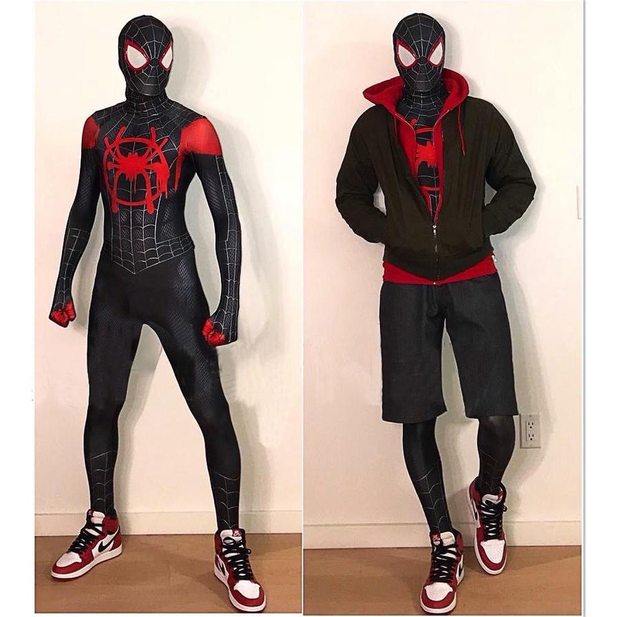 Spider Into The Spider-verse Lycra Spandex Kids Adult Costume With Exquisite Detail
