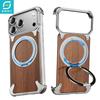 Eary Wood Case for iPhone 17 Pro Max With 360°Rotation Stand Shockproof Protective Unique Wooden Design Frameless 17 Pro Cover
