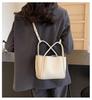 High-End Korean Style Women's Solid Color Basket Bucket Crossbody Handbag - 2025 