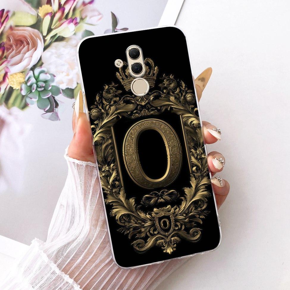 Transparent For Huawei Mate 20Lite SNE-AL00 SNE-LX1 Cover For Huawei Mate 20 Lite Case Luxury Crown A-Z Letters 2D Flat Pattern