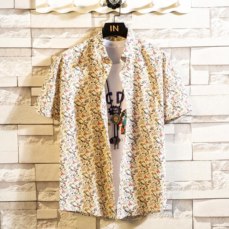 Summer Men's Hawaiian Shirt Printed Short Sleeve Big Size Hawaii Men Beach Floral Shirts