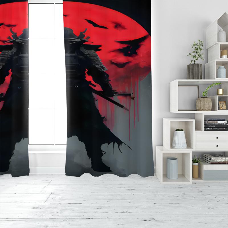 2pcs- Post-apocalypte Warrior Polyester Curtains, Pole Bag Curtains 42*84, Bedroom, Living Room, Home Room Decoration