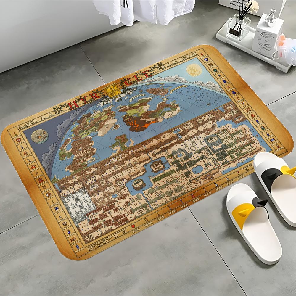 Zelda map Floor Mat Bathroom Mat Kids Room Bedroom Decoration Balcony Anti-Slip Doormat Living Room Welcome Rug