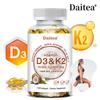 Daitea Vitamin D3 & K2 10,000 IU + 200mcg MK-7 with Coconut Oil, Extra Strength, 120 Softgels