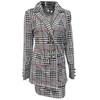 2 Pcs/Set Coat Skirt Set Flower Check Print Color Matching Long Sleeve High Waist OL Style Formal Commute Suit Lady Jacket Skirt Set