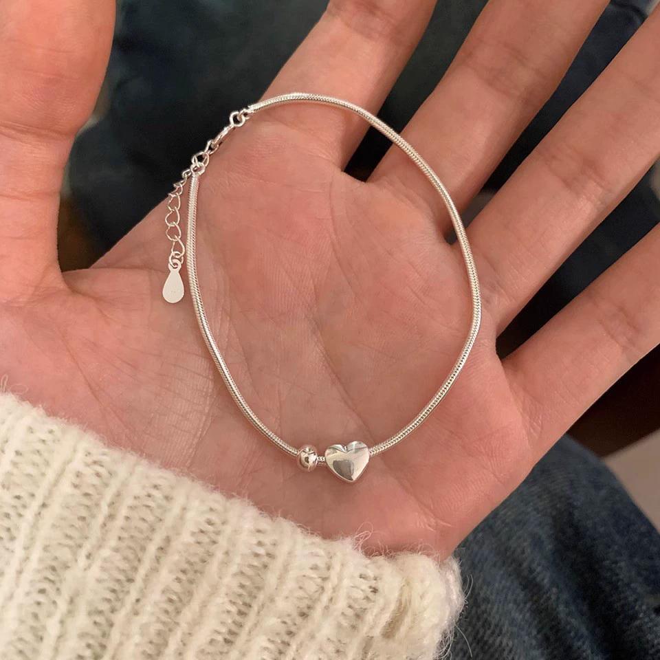 XIYANIKE Silver Love Heart Snake Chain Bracelet For Women Girl Summer Fashion New Jewelry Gift Party Pulseras Mujer