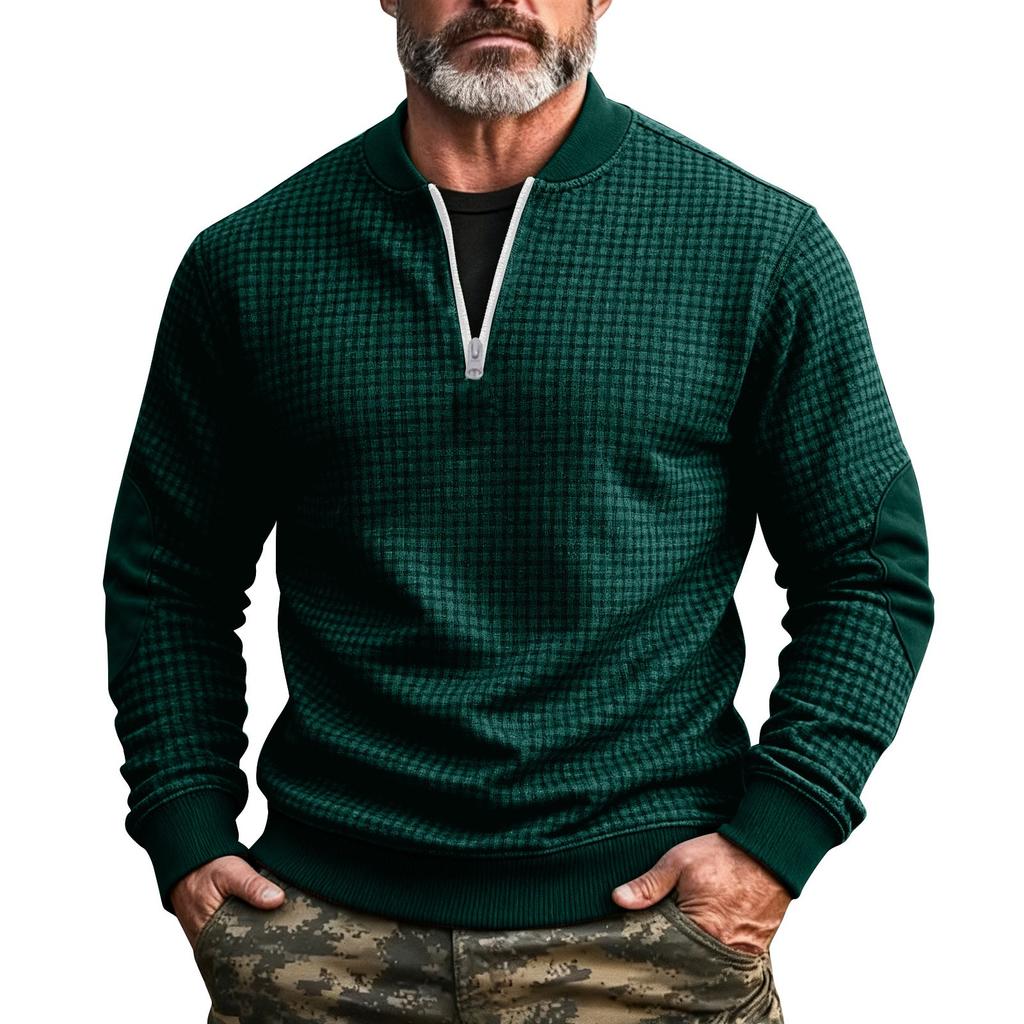 Men's Solid Color Half-Zip Sweatshirt Men's Sports Large Size Casual Sweatshirt