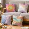 Colorful Floral Mandala Cushion Cover Soft Plush Fabric DoubleSided Printed Cushion Covers for All Seasons Modern Home Decor
