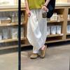 Womens White Wide Leg Pants Loose Casual Trousers Lazy Style Workwear Balloon