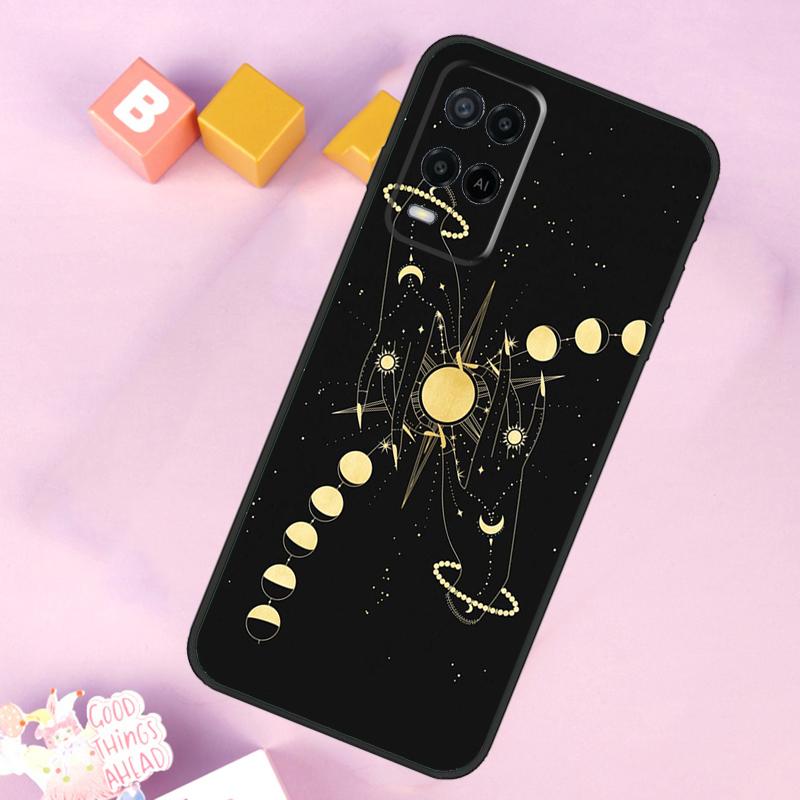 Galaxy Moon Stars Phase Totem Art Case For Oppo A17 A57 A16 A76 A96 A60 A40 A80 A18 A38 A58 A78 A98 A15 A54 A74 A94 A6 A5 Pro